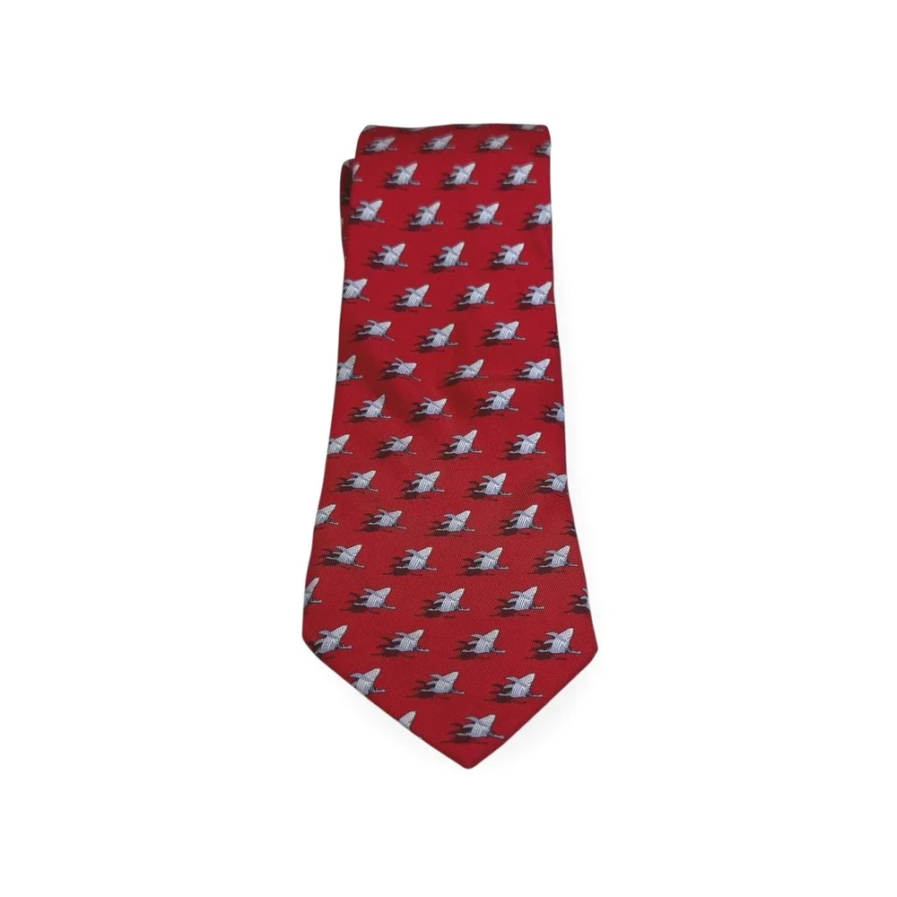 Vineyard Vines Custom Collection Red Shark‎ Print Silk Blend Necktie